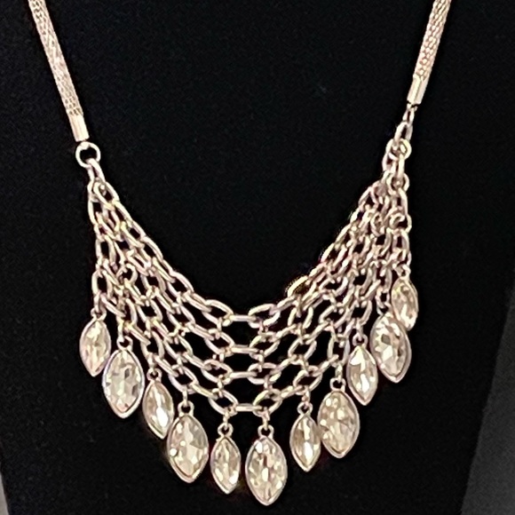 Stunning Faceted Crystals Necklace Silver - Picture 2 of 5